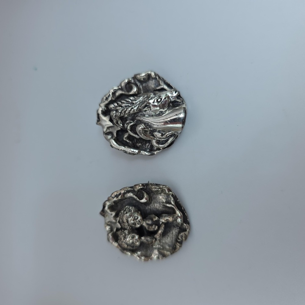 Vintage Cortina Zodiac Brooch Set Gemini Twins Pisces‎ Fish Silver Tone 2pc